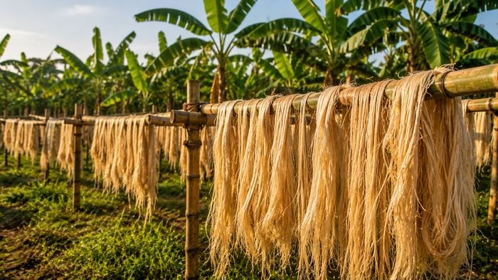 Banana plant fibre drying