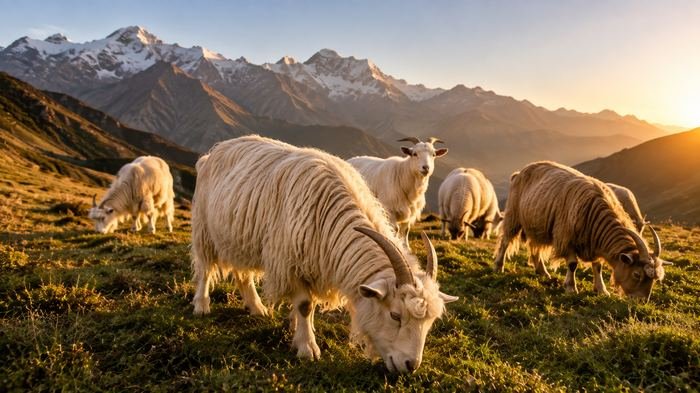 Goats raised for cashmere fibre