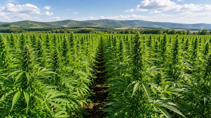 Hemp growing in the field